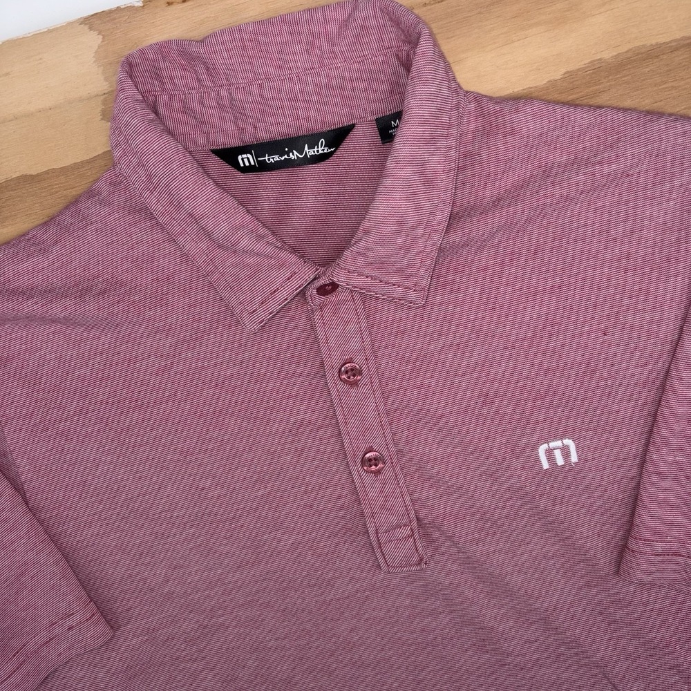 Travis Mathew Performance Golf Polo Medium Heather Red‎ Cotten Blend
